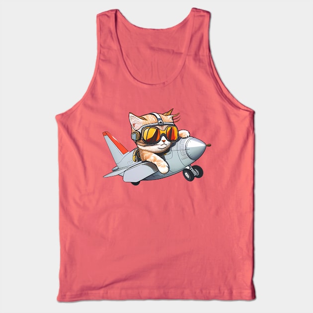 Cute Pilot Kitten Flying Tank Top by ObscureDesigns